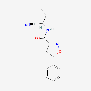 molecular formula C14H15N3O2 B2620674 N-(1-cyanopropyl)-5-phenyl-4,5-dihydro-1,2-oxazole-3-carboxamide CAS No. 1311619-75-6