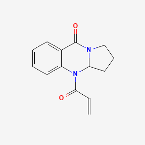 molecular formula C14H14N2O2 B2620678 4-Prop-2-enoyl-1,2,3,3a-tetrahydropyrrolo[2,1-b]quinazolin-9-one CAS No. 2176843-75-5