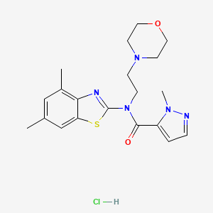 molecular formula C20H26ClN5O2S B2620683 N-(4,6-dimethylbenzo[d]thiazol-2-yl)-1-methyl-N-(2-morpholinoethyl)-1H-pyrazole-5-carboxamide hydrochloride CAS No. 1215656-55-5
