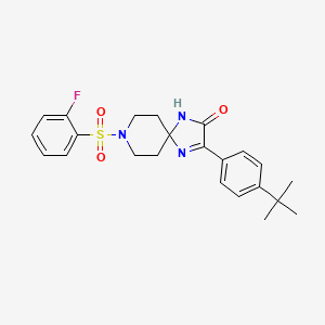 3-(4-(Tert-butyl)phenyl)-8-((2-fluorophenyl)sulfonyl)-1,4,8-triazaspiro[4.5]dec-3-en-2-one