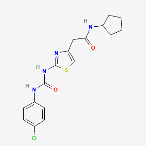 molecular formula C17H19ClN4O2S B2620690 2-(2-(3-(4-氯苯基)脲基)噻唑-4-基)-N-环戊基乙酰胺 CAS No. 897620-81-4