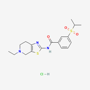 molecular formula C18H24ClN3O3S2 B2620700 N-(5-ethyl-4,5,6,7-tetrahydrothiazolo[5,4-c]pyridin-2-yl)-3-(isopropylsulfonyl)benzamide hydrochloride CAS No. 1189677-80-2