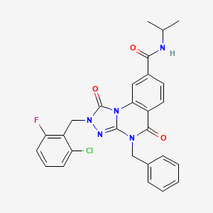 molecular formula C27H23ClFN5O3 B2620706 4-benzyl-2-(2-chloro-6-fluorobenzyl)-N-isopropyl-1,5-dioxo-1,2,4,5-tetrahydro-[1,2,4]triazolo[4,3-a]quinazoline-8-carboxamide CAS No. 1243094-44-1