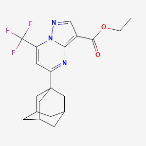 molecular formula C20H22F3N3O2 B2620710 Ethyl 5-(1-adamantyl)-7-(trifluoromethyl)pyrazolo[1,5-a]pyrimidine-3-carboxylate CAS No. 676589-12-1