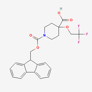 molecular formula C23H22F3NO5 B2620711 1-{[(9H-fluoren-9-yl)methoxy]carbonyl}-4-(2,2,2-trifluoroethoxy)piperidine-4-carboxylic acid CAS No. 2138366-89-7