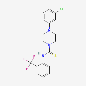 molecular formula C18H17ClF3N3S B2620714 4-(3-chlorophenyl)-N-[2-(trifluoromethyl)phenyl]piperazine-1-carbothioamide CAS No. 436110-08-6