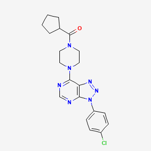 molecular formula C20H22ClN7O B2620717 (4-(3-(4-chlorophenyl)-3H-[1,2,3]triazolo[4,5-d]pyrimidin-7-yl)piperazin-1-yl)(cyclopentyl)methanone CAS No. 923514-71-0