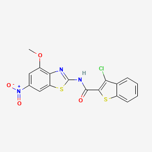 molecular formula C17H10ClN3O4S2 B2620722 3-氯-N-(4-甲氧基-6-硝基-1,3-苯并噻唑-2-基)-1-苯并噻吩-2-甲酰胺 CAS No. 313395-90-3