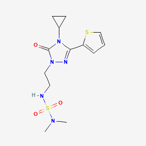molecular formula C13H19N5O3S2 B2620726 4-环丙基-1-[2-(二甲基氨磺酰氨基)乙基]-5-氧代-3-噻吩-2-基-1,2,4-三唑 CAS No. 1448066-07-6
