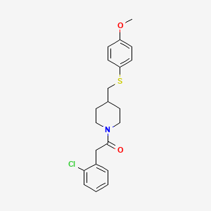 molecular formula C21H24ClNO2S B2620732 2-(2-Chlorophenyl)-1-(4-(((4-methoxyphenyl)thio)methyl)piperidin-1-yl)ethanone CAS No. 1421451-05-9