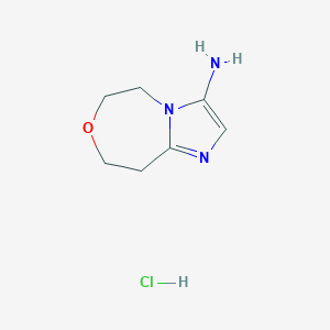 molecular formula C7H12ClN3O B2620734 5,6,8,9-Tetrahydroimidazo[1,2-d][1,4]oxazepin-3-amine;hydrochloride CAS No. 2309474-45-9
