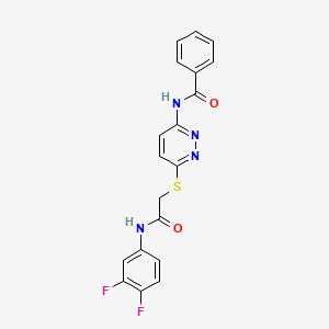 molecular formula C19H14F2N4O2S B2620738 N-(6-((2-((3,4-二氟苯基)氨基)-2-氧代乙基)硫代)吡啶并-3-基)苯甲酰胺 CAS No. 1021090-41-4