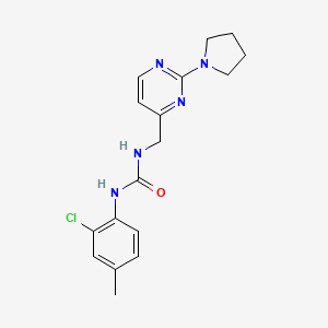 molecular formula C17H20ClN5O B2620745 1-(2-Chloro-4-methylphenyl)-3-((2-(pyrrolidin-1-yl)pyrimidin-4-yl)methyl)urea CAS No. 1797812-85-1