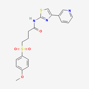 molecular formula C19H19N3O4S2 B2620747 4-((4-methoxyphenyl)sulfonyl)-N-(4-(pyridin-3-yl)thiazol-2-yl)butanamide CAS No. 922962-14-9