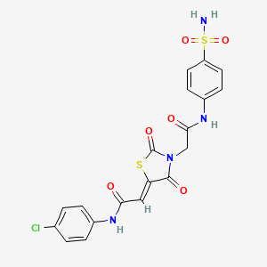 molecular formula C19H15ClN4O6S2 B2620765 (Z)-N-(4-chlorophenyl)-2-(2,4-dioxo-3-(2-oxo-2-((4-sulfamoylphenyl)amino)ethyl)thiazolidin-5-ylidene)acetamide CAS No. 867041-23-4