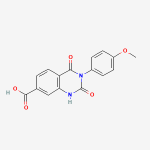 molecular formula C16H12N2O5 B2620774 3-(4-甲氧基苯基)-2,4-二氧代-1,2,3,4-四氢喹唑啉-7-羧酸 CAS No. 917889-41-9