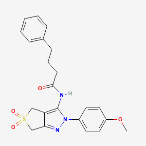 molecular formula C22H23N3O4S B2620778 N-(2-(4-methoxyphenyl)-5,5-dioxido-4,6-dihydro-2H-thieno[3,4-c]pyrazol-3-yl)-4-phenylbutanamide CAS No. 893938-75-5