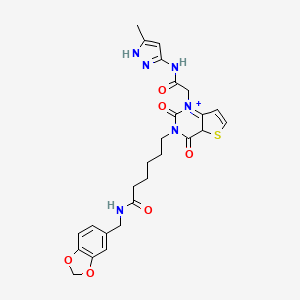 molecular formula C26H28N6O6S B2620783 N-[(2H-1,3-benzodioxol-5-yl)methyl]-6-(1-{[(3-methyl-1H-pyrazol-5-yl)carbamoyl]methyl}-2,4-dioxo-1H,2H,3H,4H-thieno[3,2-d]pyrimidin-3-yl)hexanamide CAS No. 1104400-62-5