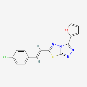 molecular formula C15H9ClN4OS B2620784 6-[(E)-2-(4-chlorophenyl)ethenyl]-3-(furan-2-yl)-[1,2,4]triazolo[3,4-b][1,3,4]thiadiazole CAS No. 890598-19-3
