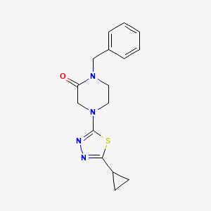 molecular formula C16H18N4OS B2620794 1-Benzyl-4-(5-cyclopropyl-1,3,4-thiadiazol-2-yl)piperazin-2-one CAS No. 2415624-34-7