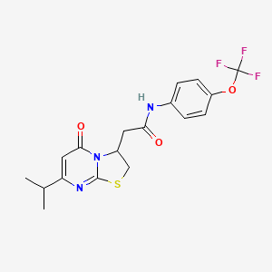 molecular formula C18H18F3N3O3S B2620798 2-(7-异丙基-5-氧代-3,5-二氢-2H-噻唑并[3,2-a]嘧啶-3-基)-N-(4-(三氟甲氧基)苯基)乙酰胺 CAS No. 953258-05-4