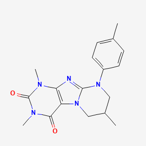 molecular formula C18H21N5O2 B2620803 1,3,7-trimethyl-9-(4-methylphenyl)-7,8-dihydro-6H-purino[7,8-a]pyrimidine-2,4-dione CAS No. 848919-62-0