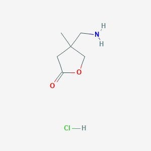 molecular formula C6H12ClNO2 B2620804 4-(氨甲基)-4-甲基氧杂环-2-酮；盐酸盐 CAS No. 2580234-90-6