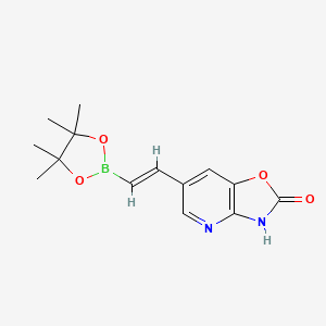 molecular formula C14H17BN2O4 B2620818 (E)-[2-[2-Oxo-2,3-dihydrooxazolo[4,5-b]pyridin-6-yl]vinyl]boronic Acid Pinacol Ester CAS No. 2377227-47-7