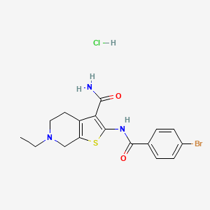 molecular formula C17H19BrClN3O2S B2620826 2-(4-Bromobenzamido)-6-ethyl-4,5,6,7-tetrahydrothieno[2,3-c]pyridine-3-carboxamide hydrochloride CAS No. 1216783-61-7