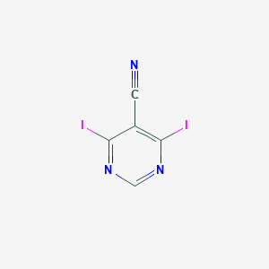 molecular formula C5HI2N3 B2620828 4,6-Diiodopyrimidine-5-carbonitrile CAS No. 2377035-72-6