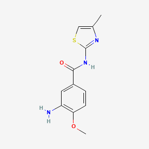 molecular formula C12H13N3O2S B2620829 3-amino-4-methoxy-N-(4-methyl-1,3-thiazol-2-yl)benzamide CAS No. 1016741-33-5