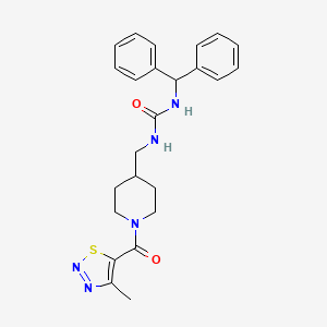 molecular formula C24H27N5O2S B2620832 1-Benzhydryl-3-((1-(4-methyl-1,2,3-thiadiazole-5-carbonyl)piperidin-4-yl)methyl)urea CAS No. 1235291-07-2