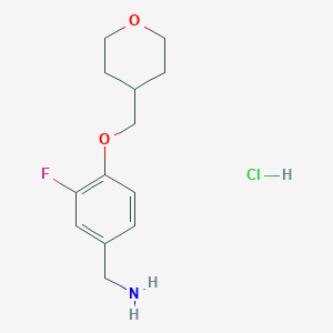 molecular formula C13H19ClFNO2 B2620836 [3-Fluoro-4-(oxan-4-ylmethoxy)phenyl]methanamine hydrochloride CAS No. 1402232-74-9
