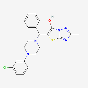 molecular formula C22H22ClN5OS B2620842 5-((4-(3-Chlorophenyl)piperazin-1-yl)(phenyl)methyl)-2-methylthiazolo[3,2-b][1,2,4]triazol-6-ol CAS No. 851809-09-1