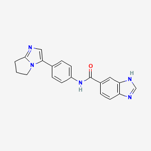 molecular formula C20H17N5O B2620855 N-(4-(6,7-二氢-5H-吡咯并[1,2-a]咪唑-3-基)苯基)-1H-苯并[d]咪唑-5-甲酰胺 CAS No. 1421494-96-3