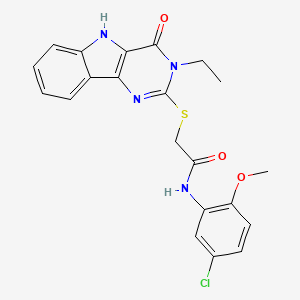 molecular formula C21H19ClN4O3S B2620858 N-(5-氯-2-甲氧苯基)-2-((3-乙基-4-氧代-4,5-二氢-3H-嘧啶并[5,4-b]吲哚-2-基)硫代)乙酰胺 CAS No. 887216-58-2