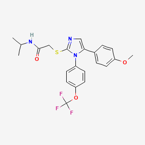 molecular formula C22H22F3N3O3S B2620859 N-isopropyl-2-((5-(4-methoxyphenyl)-1-(4-(trifluoromethoxy)phenyl)-1H-imidazol-2-yl)thio)acetamide CAS No. 1226445-37-9