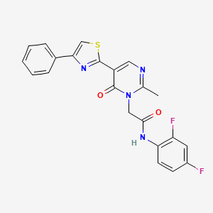 molecular formula C22H16F2N4O2S B2620870 N~1~-(2,4-difluorophenyl)-2-[2-methyl-6-oxo-5-(4-phenyl-1,3-thiazol-2-yl)-1(6H)-pyrimidinyl]acetamide CAS No. 1251606-64-0