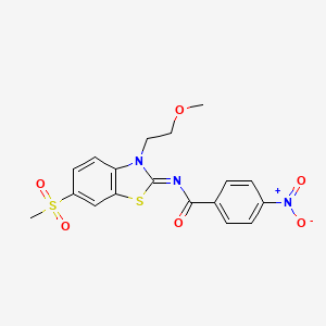 molecular formula C18H17N3O6S2 B2620877 (Z)-N-(3-(2-methoxyethyl)-6-(methylsulfonyl)benzo[d]thiazol-2(3H)-ylidene)-4-nitrobenzamide CAS No. 864976-87-4