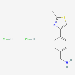 molecular formula C11H14Cl2N2S B2620886 1-[4-(2-Methyl-1,3-thiazol-4-yl)phenyl]methanamine dihydrochloride CAS No. 1052541-48-6