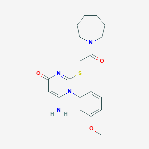 molecular formula C19H24N4O3S B2620895 6-氨基-2-[2-(氮杂环庚-1-基)-2-氧代乙基]硫代-1-(3-甲氧基苯基)嘧啶-4-酮 CAS No. 893986-78-2