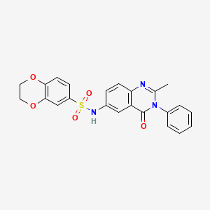 molecular formula C23H19N3O5S B2620896 N-(2-methyl-4-oxo-3-phenyl-3,4-dihydroquinazolin-6-yl)-2,3-dihydrobenzo[b][1,4]dioxine-6-sulfonamide CAS No. 1171663-66-3