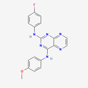 molecular formula C19H15FN6O B2620907 N2-(4-氟苯基)-N4-(4-甲氧基苯基)蝶啶-2,4-二胺 CAS No. 946243-15-8
