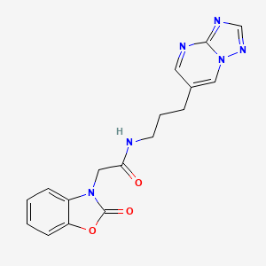 molecular formula C17H16N6O3 B2620910 N-(3-([1,2,4]三唑并[1,5-a]嘧啶-6-基)丙基)-2-(2-氧代苯并[d]恶唑-3(2H)-基)乙酰胺 CAS No. 2034324-75-7