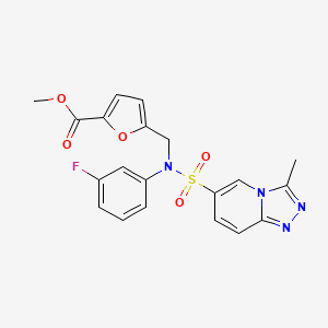 molecular formula C20H17FN4O5S B2620911 Methyl 5-({(3-fluorophenyl)[(3-methyl[1,2,4]triazolo[4,3-a]pyridin-6-yl)sulfonyl]amino}methyl)-2-furoate CAS No. 1251660-89-5