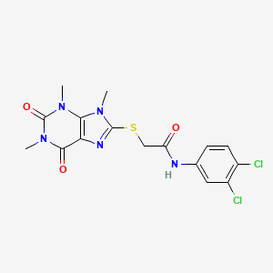 molecular formula C16H15Cl2N5O3S B2620915 N-(3,4-dichlorophenyl)-2-((1,3,9-trimethyl-2,6-dioxo-2,3,6,9-tetrahydro-1H-purin-8-yl)thio)acetamide CAS No. 897454-10-3