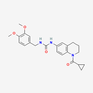 molecular formula C23H27N3O4 B2620917 1-(1-(Cyclopropanecarbonyl)-1,2,3,4-tetrahydroquinolin-6-yl)-3-(3,4-dimethoxybenzyl)urea CAS No. 1203018-39-6