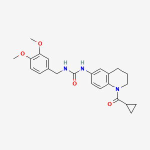 molecular formula C23H27N3O4 B2620917 1-(1-(环丙烷羰基)-1,2,3,4-四氢喹啉-6-基)-3-(3,4-二甲氧基苄基)脲 CAS No. 1203018-39-6