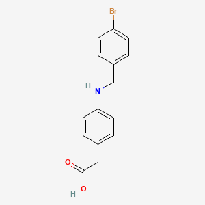 molecular formula C15H14BrNO2 B2620922 {4-[(4-Bromobenzyl)amino]phenyl}acetic acid CAS No. 656815-61-1
