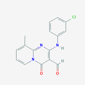 molecular formula C16H12ClN3O2 B2620926 2-(3-Chloroanilino)-9-methyl-4-oxopyrido[1,2-a]pyrimidine-3-carbaldehyde CAS No. 324037-15-2